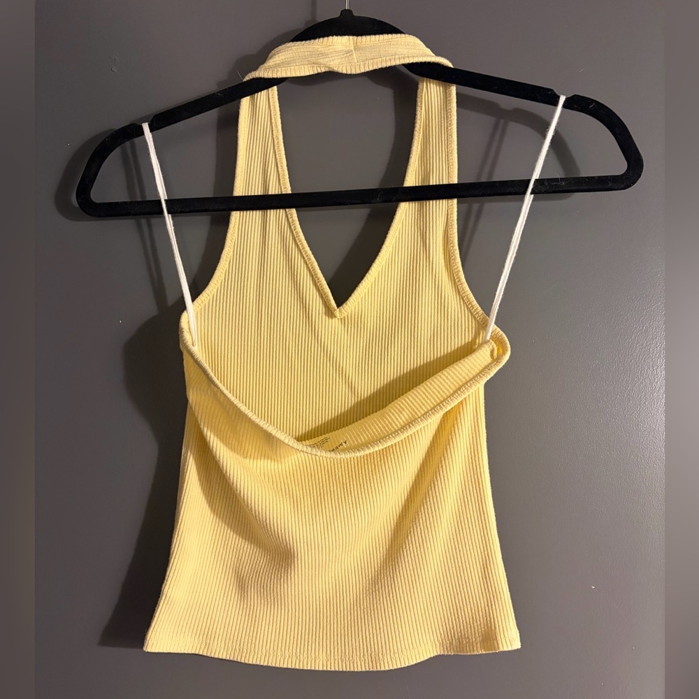 American Eagle Ribbed Yellow Halter Tank Top Small - Picture 4 of 6